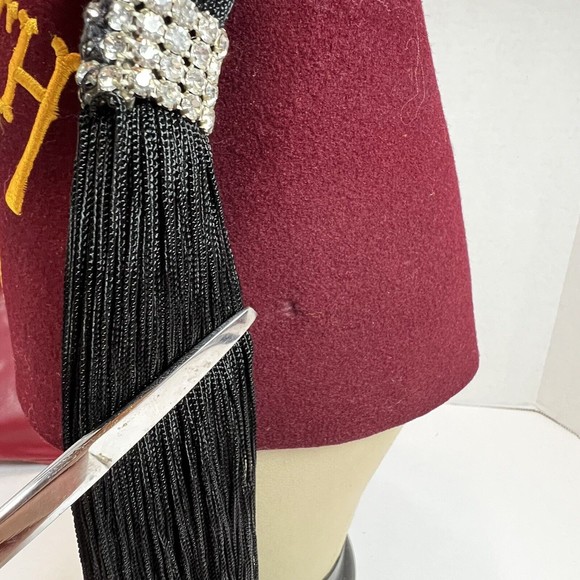 VTG Harry M Osers Antioch Masonic Shriners Rhinestone Tassel size 7 Fez Hat Cap - Picture 6 of 12